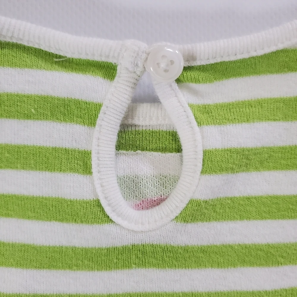 K1338 * Gymboree Girls Flower Stripe Long Sleeve Tee Green White Size 3/6M
